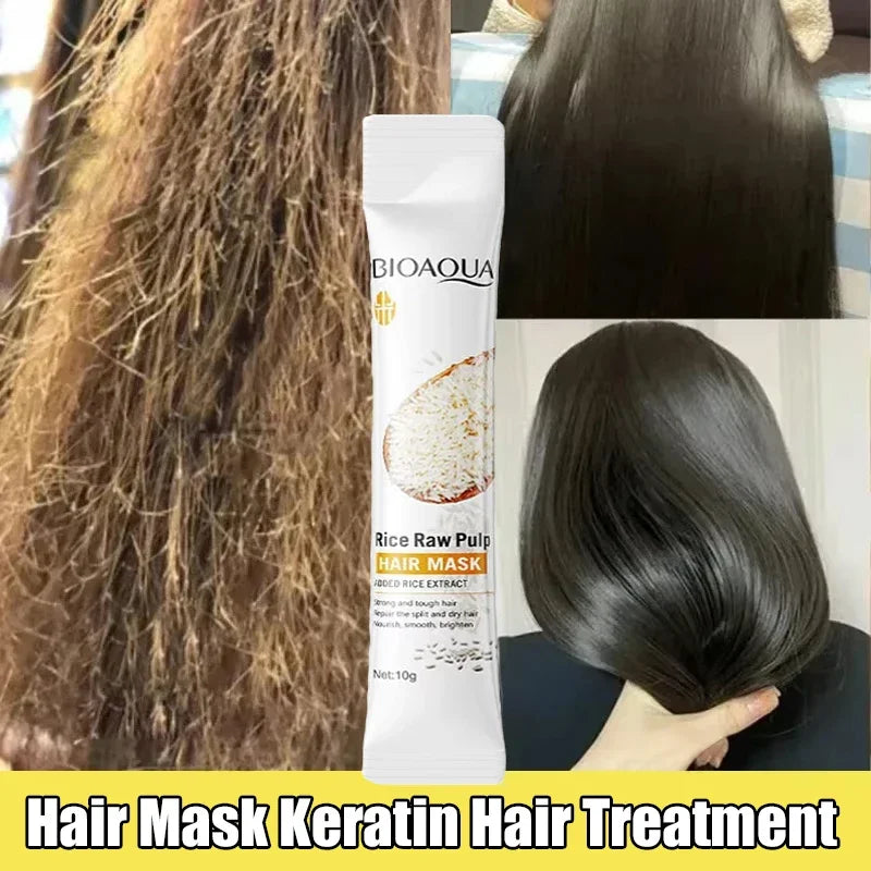 Dry Hair Rice Raw Pulp Hair Mask for deep damage repair and smooth care - 6