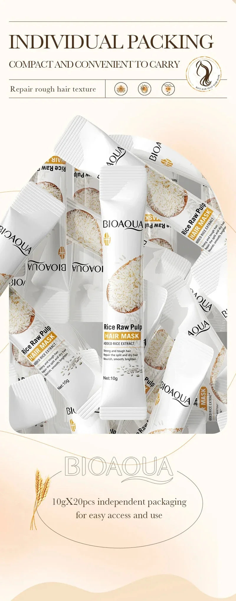 Dry Hair Rice Raw Pulp Hair Mask for deep damage repair and smooth care - 17