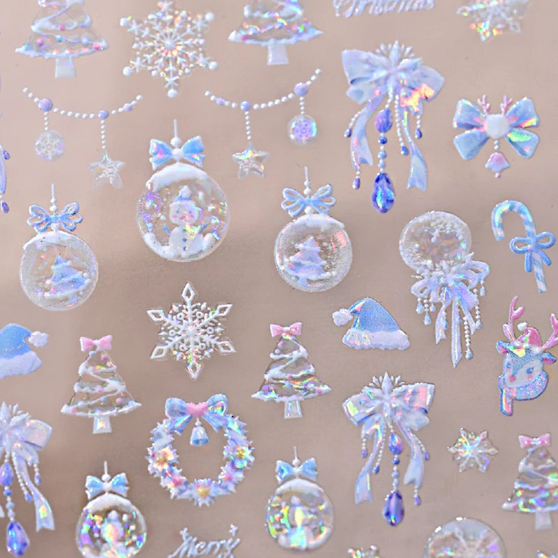 Christmas party nail art decor winter sticker for holiday manicure styling