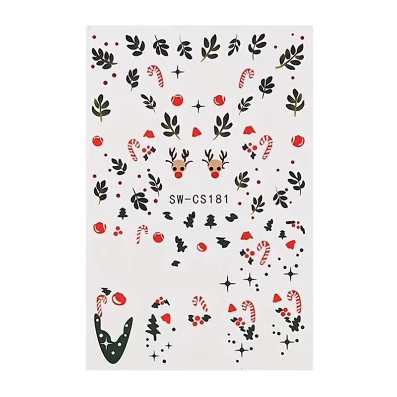 Christmas party nail art decor winter sticker for holiday manicure styling - 54