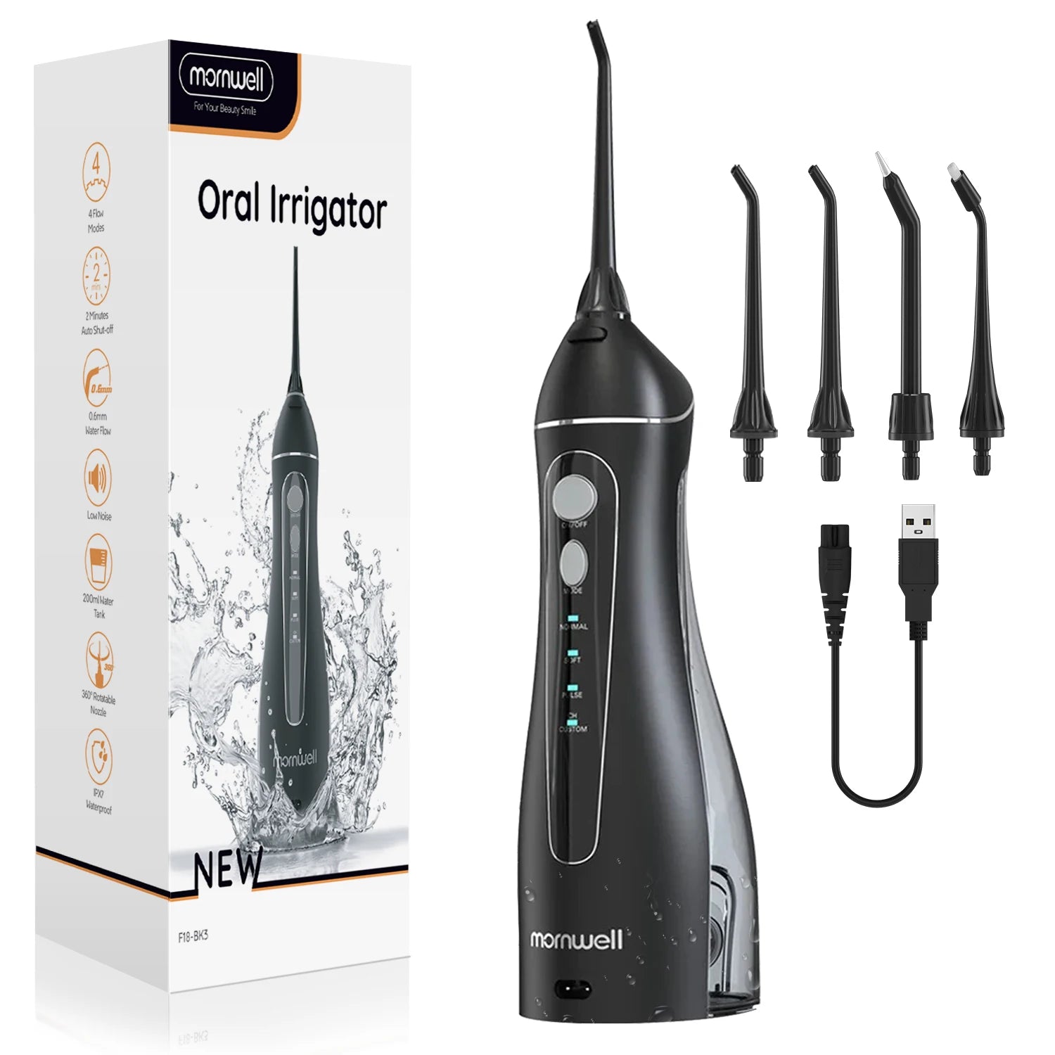 Bathroom Oral Care Portable Water Flosser with 4 Modes and 4 Nozzles - 13