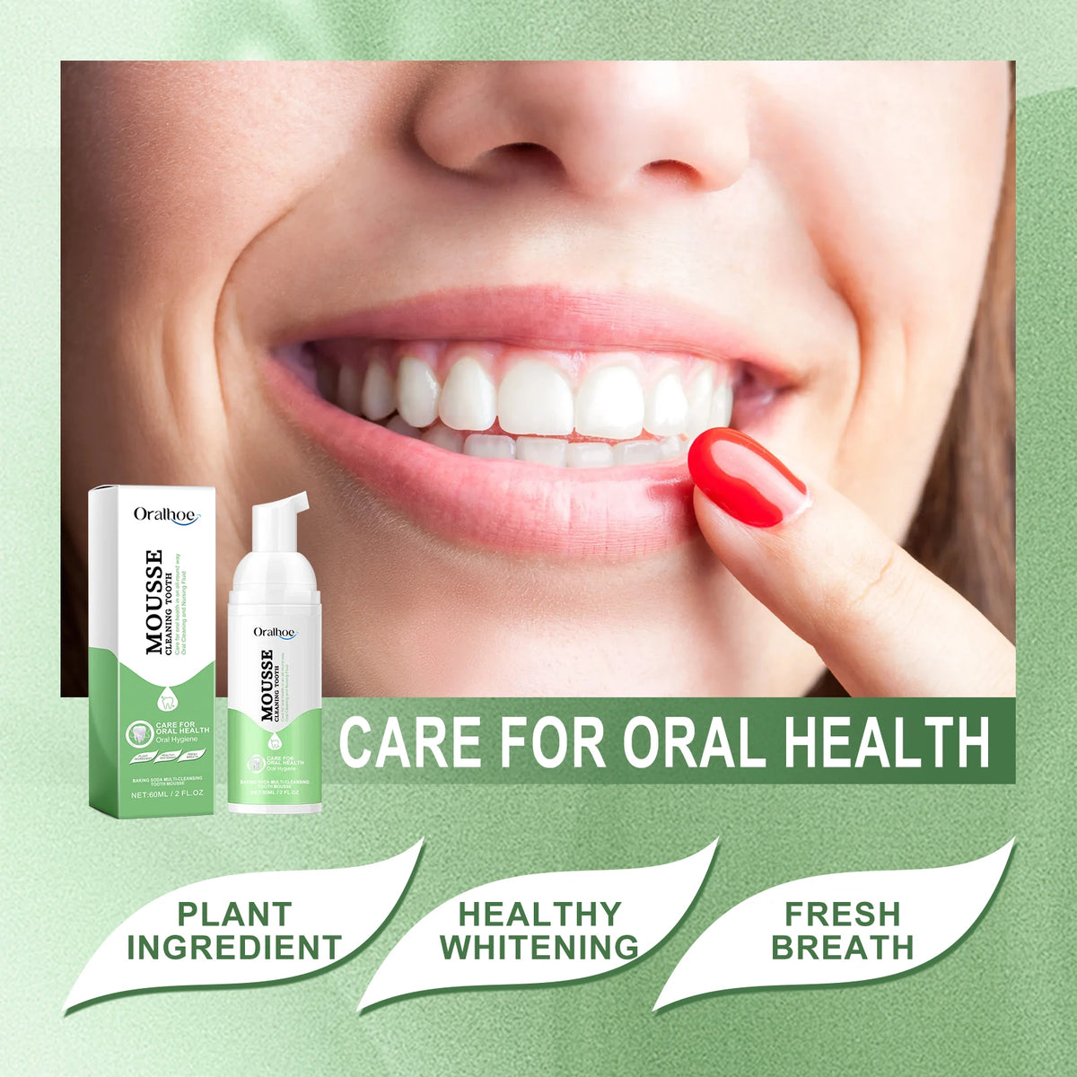 Daily Routine Whitening Foaming Toothpaste for Stain Removal and Fresh Breath