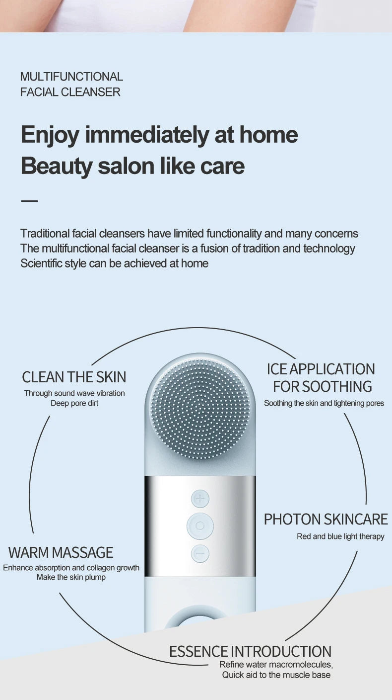 Daily Skincare Hot Cold Facial Cleansing Brush for Deep Cleaning