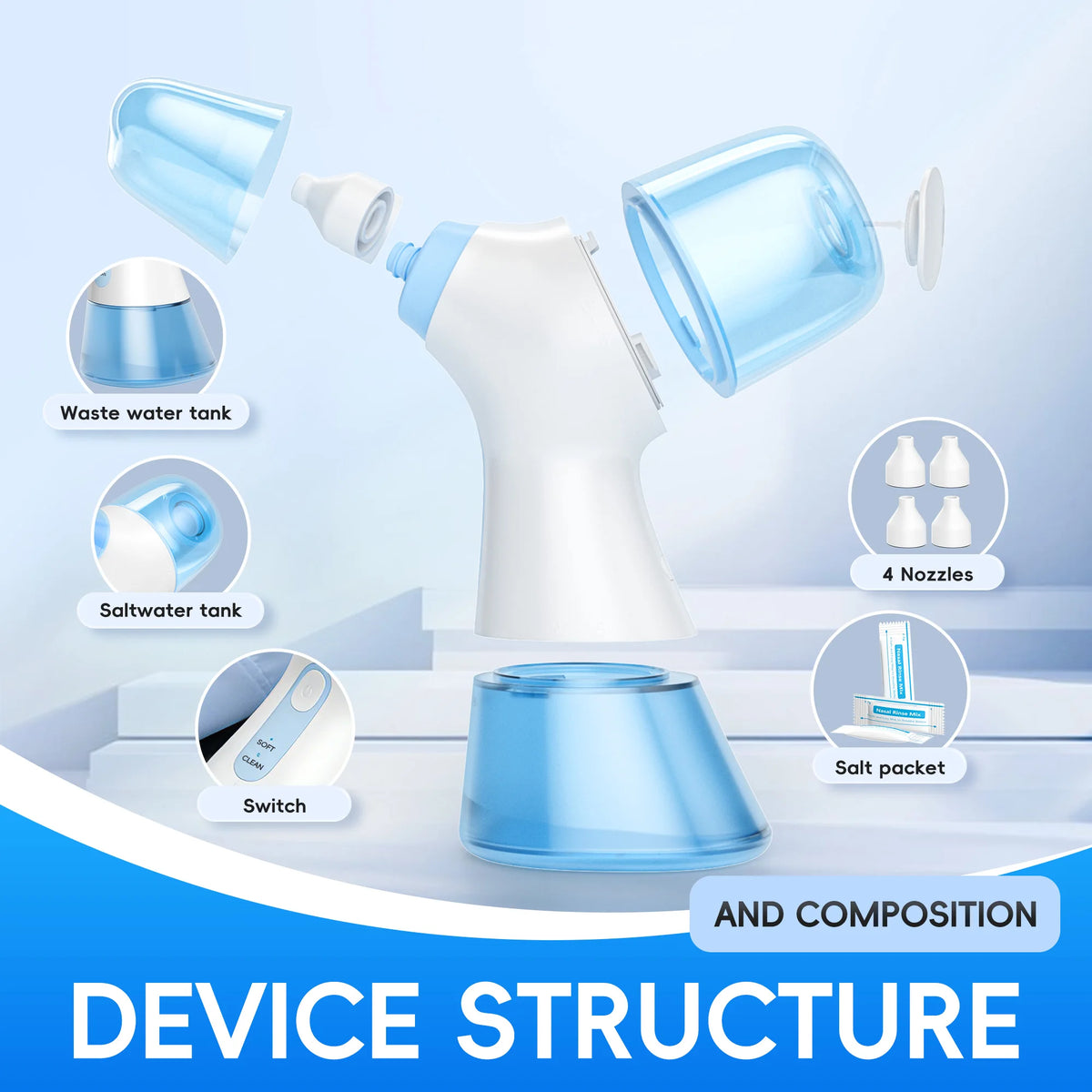 Allergy relief sinus rinse machine for clear nasal passages and easy breathing