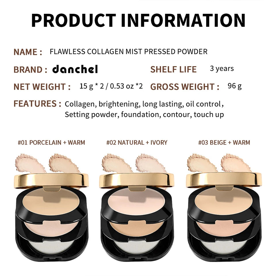 Daily Makeup Routine Flawless Collagen Pressed Powder Matte Finish