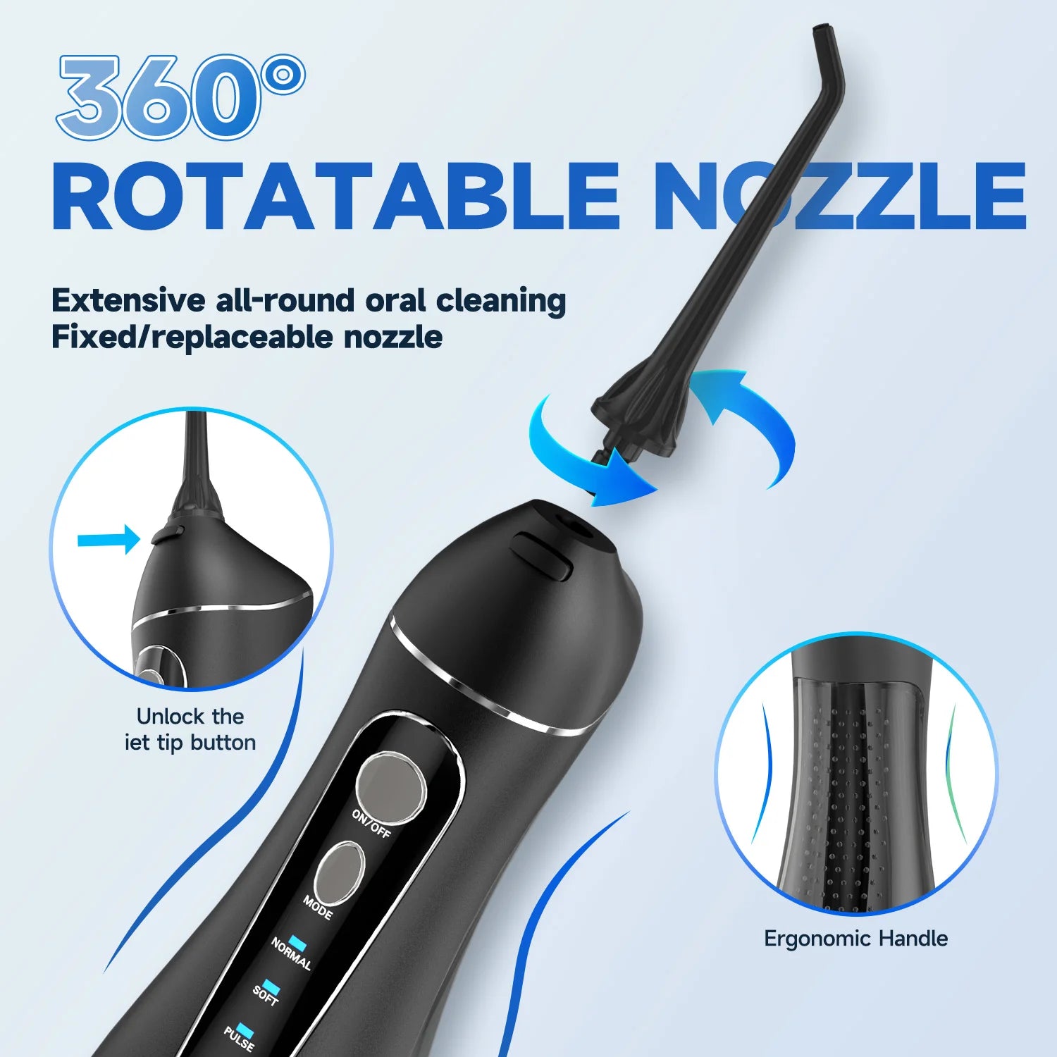 Bathroom Oral Care Portable Water Flosser with 4 Modes and 4 Nozzles - 5