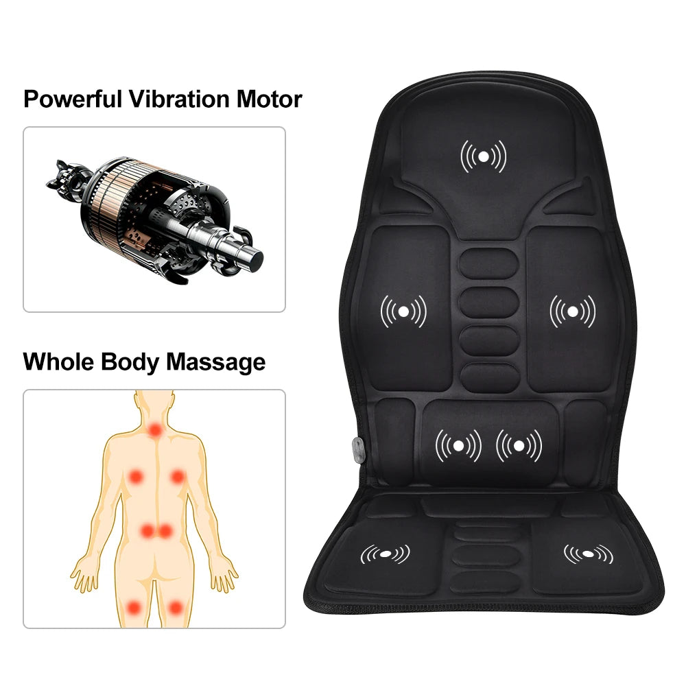 Home and Car Electric Back Massager Chair Cushion with Heat and Vibration