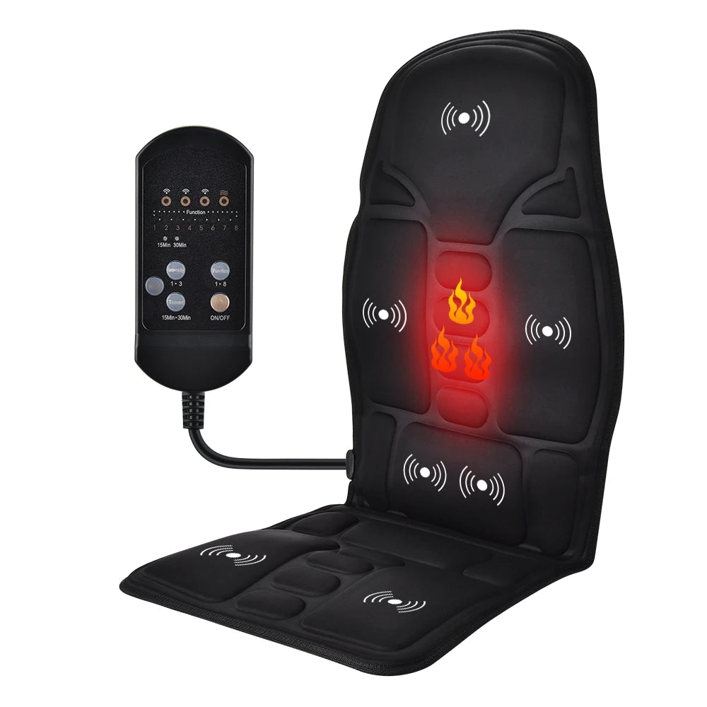 Home and Car Electric Back Massager Chair Cushion with Heat and Vibration