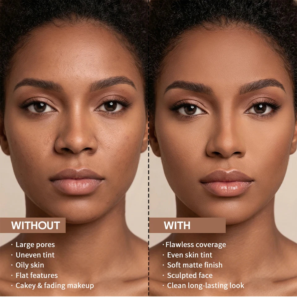 Daily Makeup Bronze Compact Powder for Flawless Matte Finish Coverage