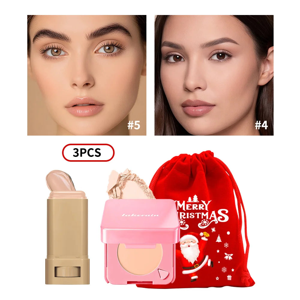 Christmas Gift Foundation Stick Pressed Powder Makeup Kit Matte Cosmetic