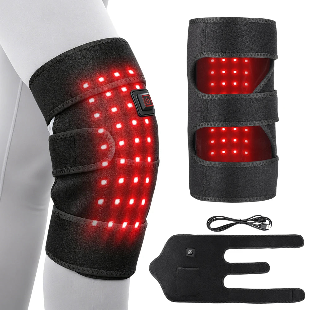 Joint wellness red light knee wrap with heated compress