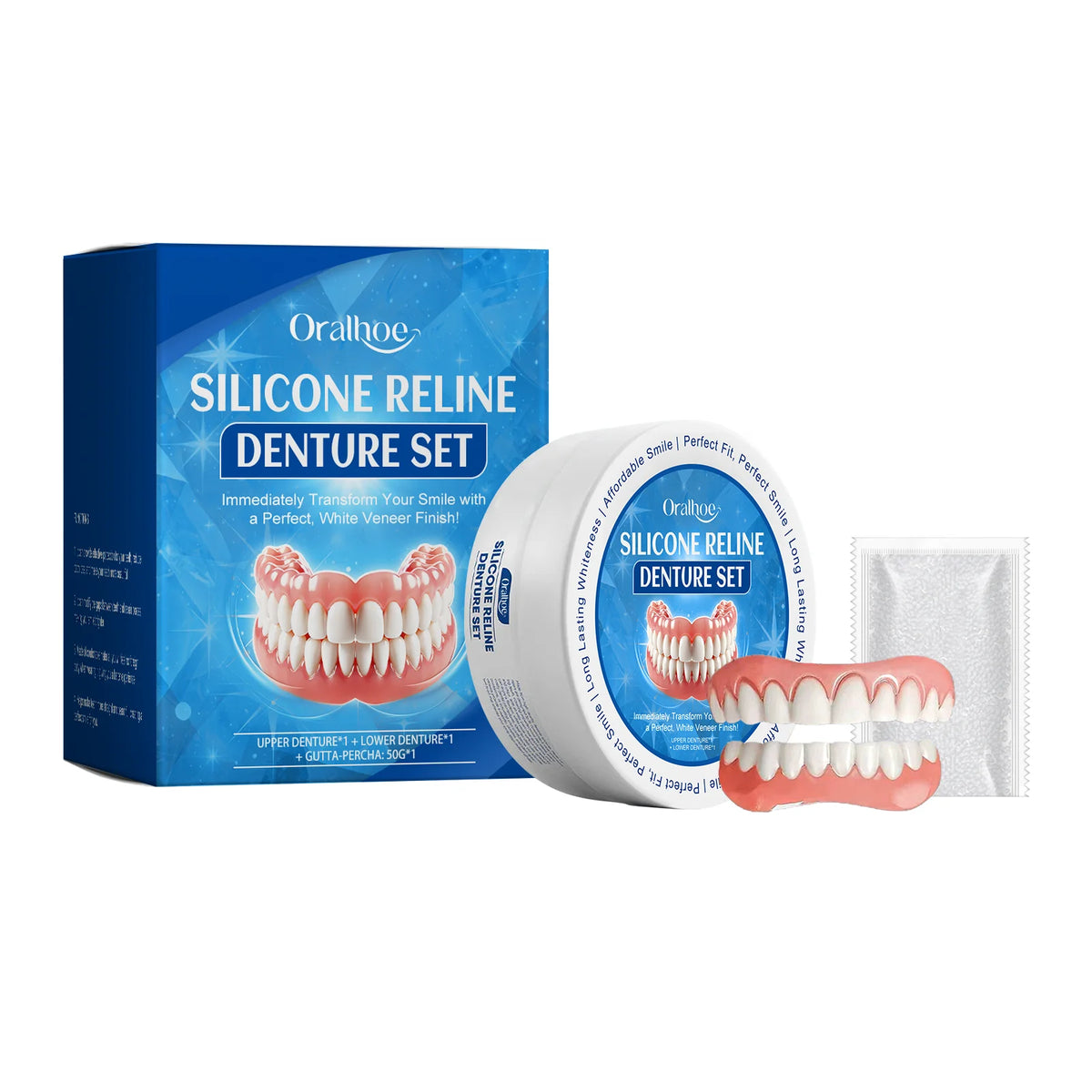 Daily Smile Silicone Dentures for Missing Teeth Full Set