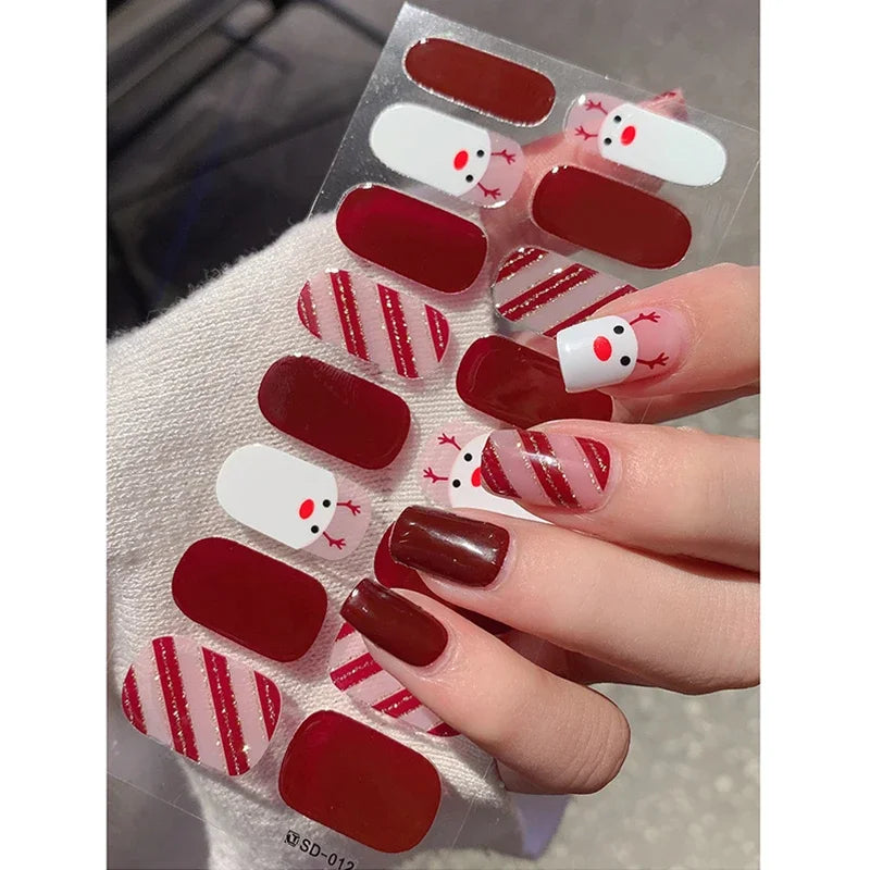 Winter nail art Christmas sticker gel wrap for festive holiday looks - 17