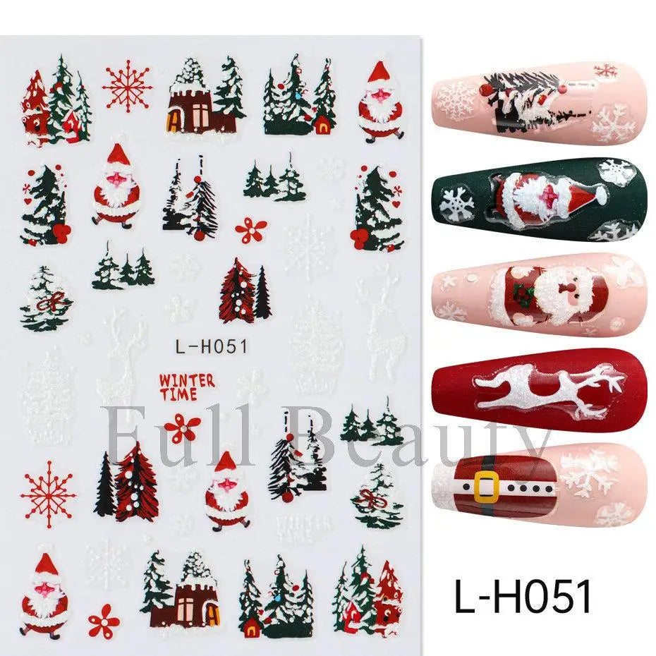 Christmas party nail art decor winter sticker for holiday manicure styling