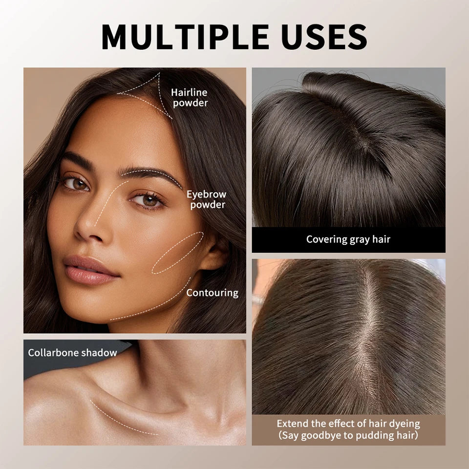 Instantly cover roots and grays at home with natural hair powder palette