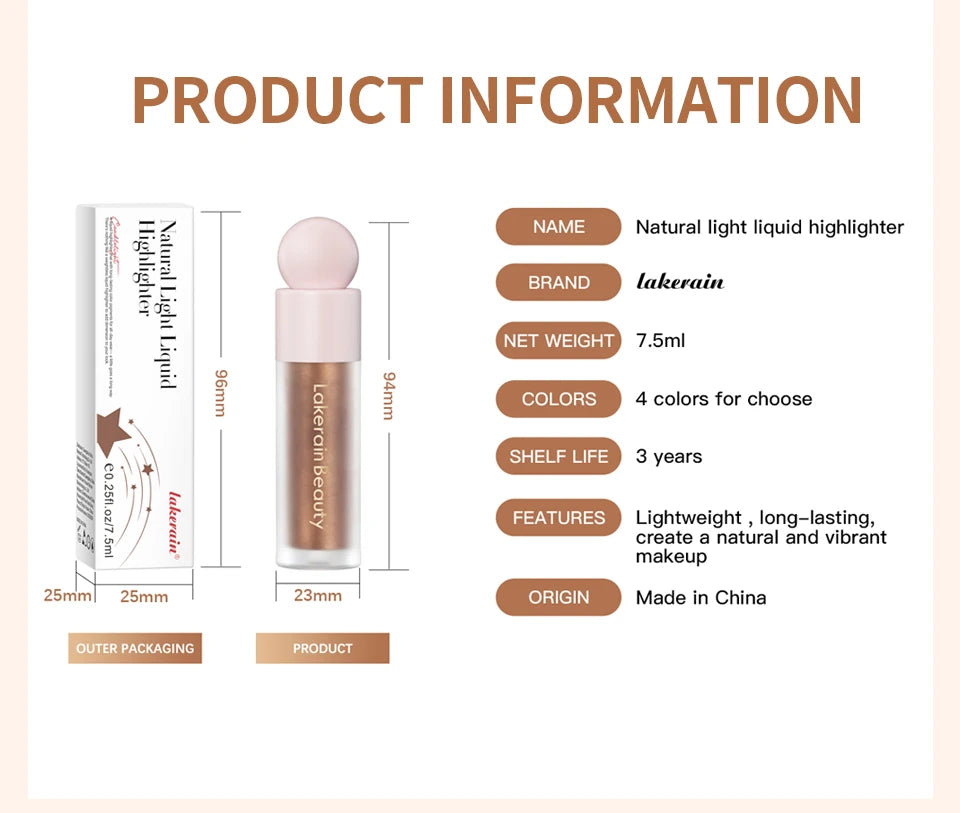 Daily Makeup Natural Light Liquid Highlighter for Radiant Glow