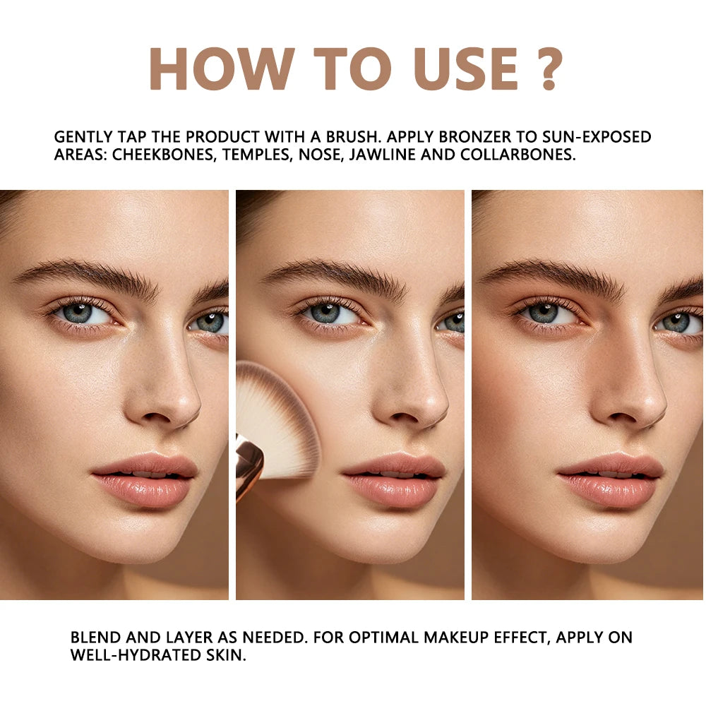 Daily Makeup Pressed Bronzer Powder for Natural Matte Contouring Finish