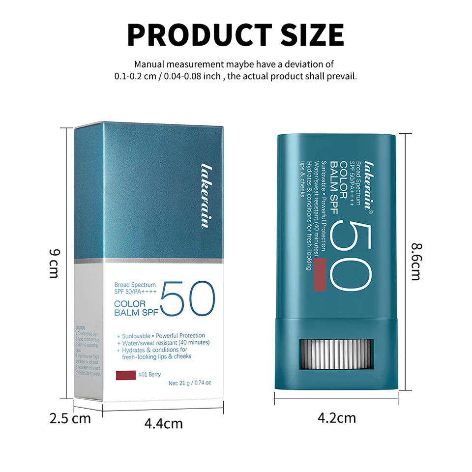 Outdoor Makeup SPF 50 Blush Balm Stick for Sun Protection and Color - 16