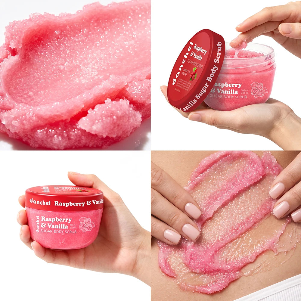 Shower Routine Raspberry Vanilla Sugar Body Scrub for Smooth Skin Care