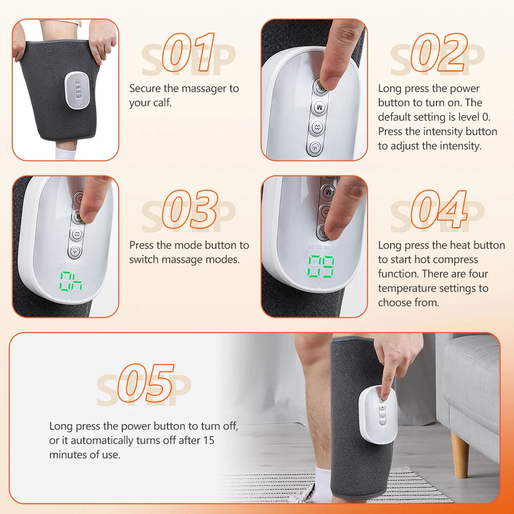 Relaxing at home wireless calf massager for sore leg relief