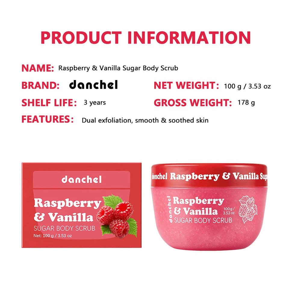 Shower Routine Raspberry Vanilla Sugar Body Scrub for Smooth Skin Care