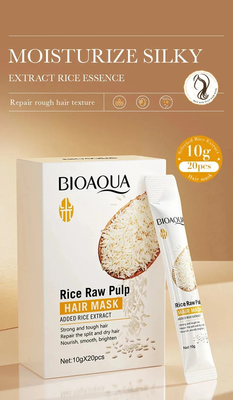 Dry Hair Rice Raw Pulp Hair Mask for deep damage repair and smooth care - 10