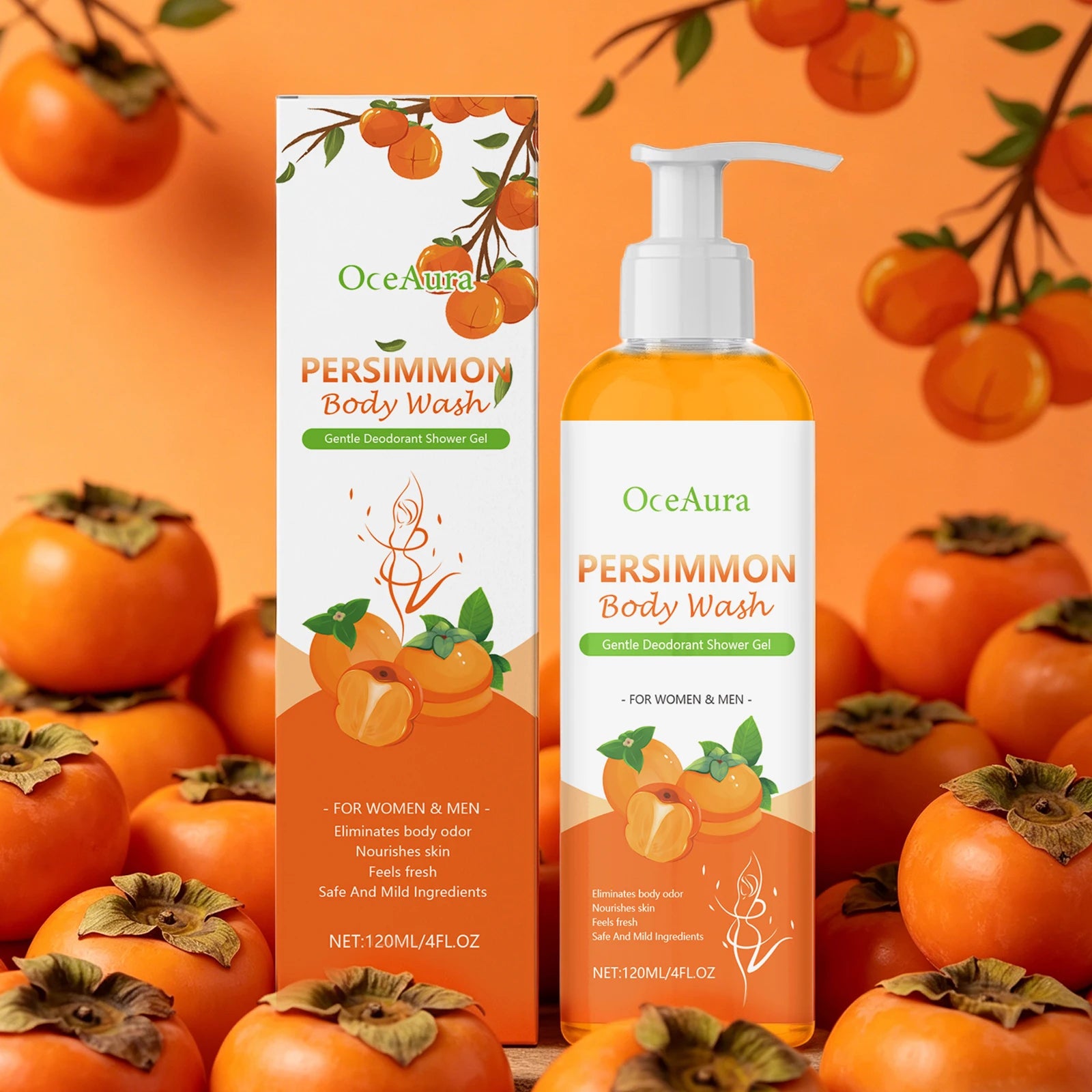 Bathroom Shower Persimmon Body Wash Exfoliating Oil Control Skin Odor Remover - 3