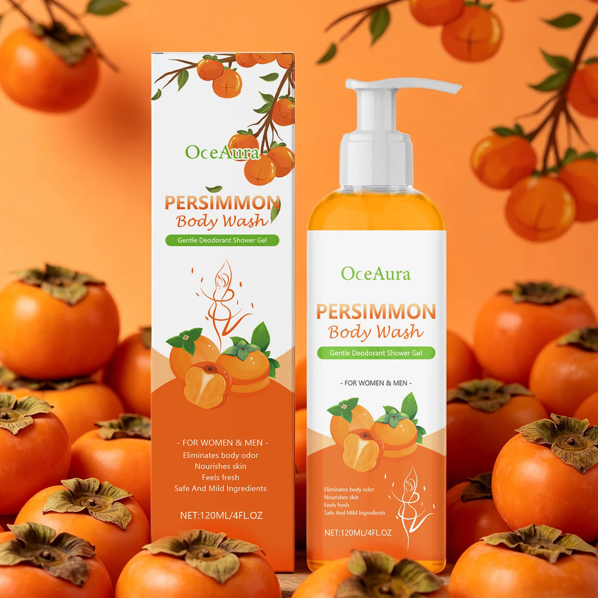 Bathroom Shower Persimmon Body Wash Exfoliating Oil Control Skin Odor Remover