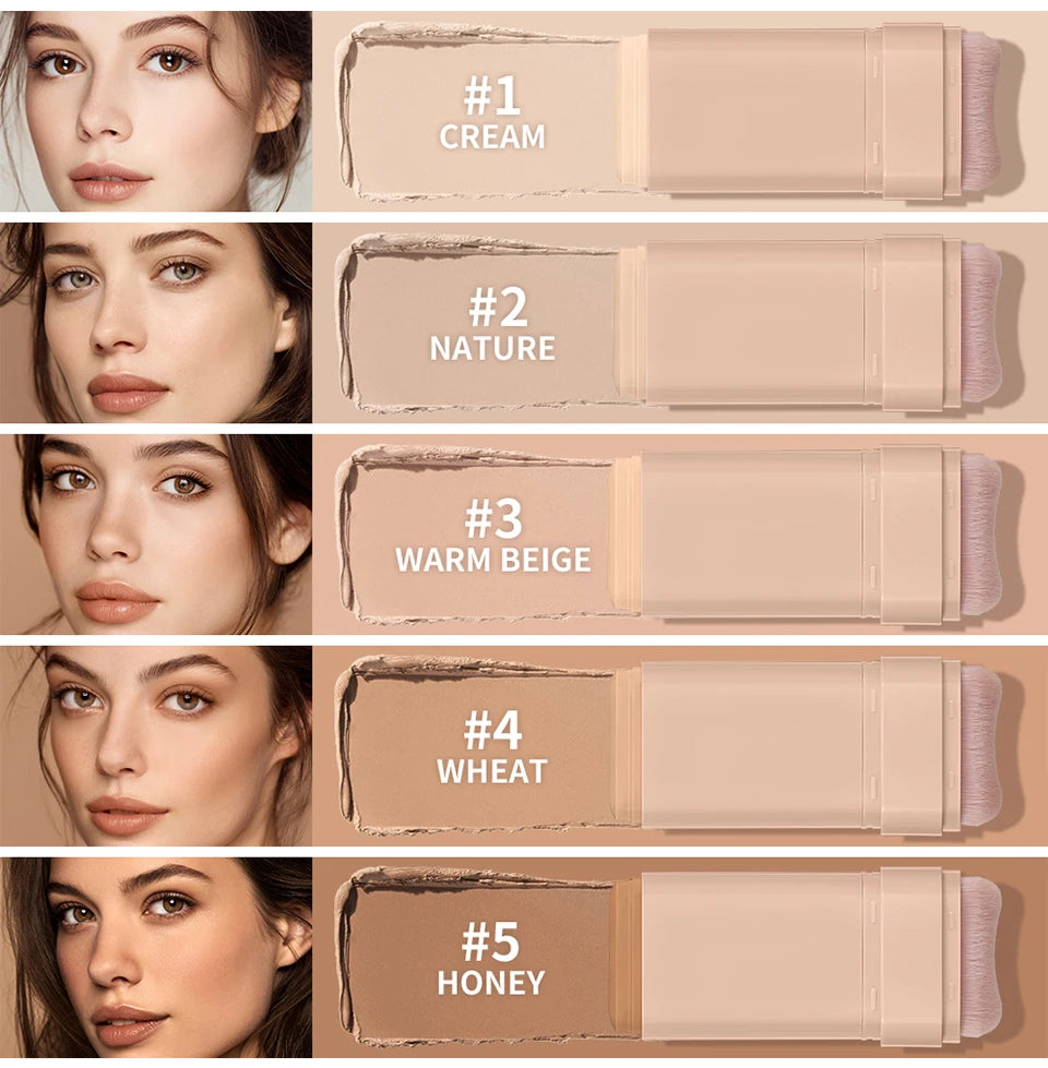 Travel makeup routine Matte Foundation Stick for smooth coverage