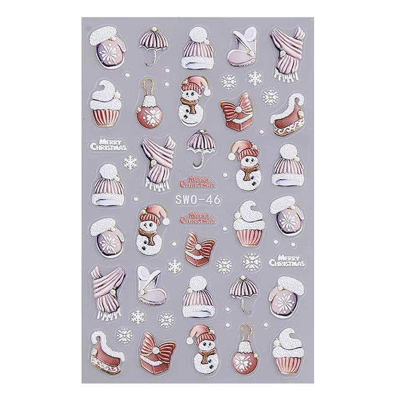 Christmas party nail art decor winter sticker for holiday manicure styling - 29