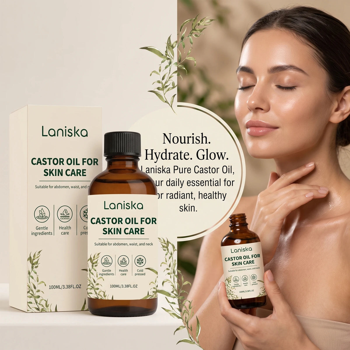 Abdomen and Neck Care Cold Pressed Castor Oil for Deep Hydration