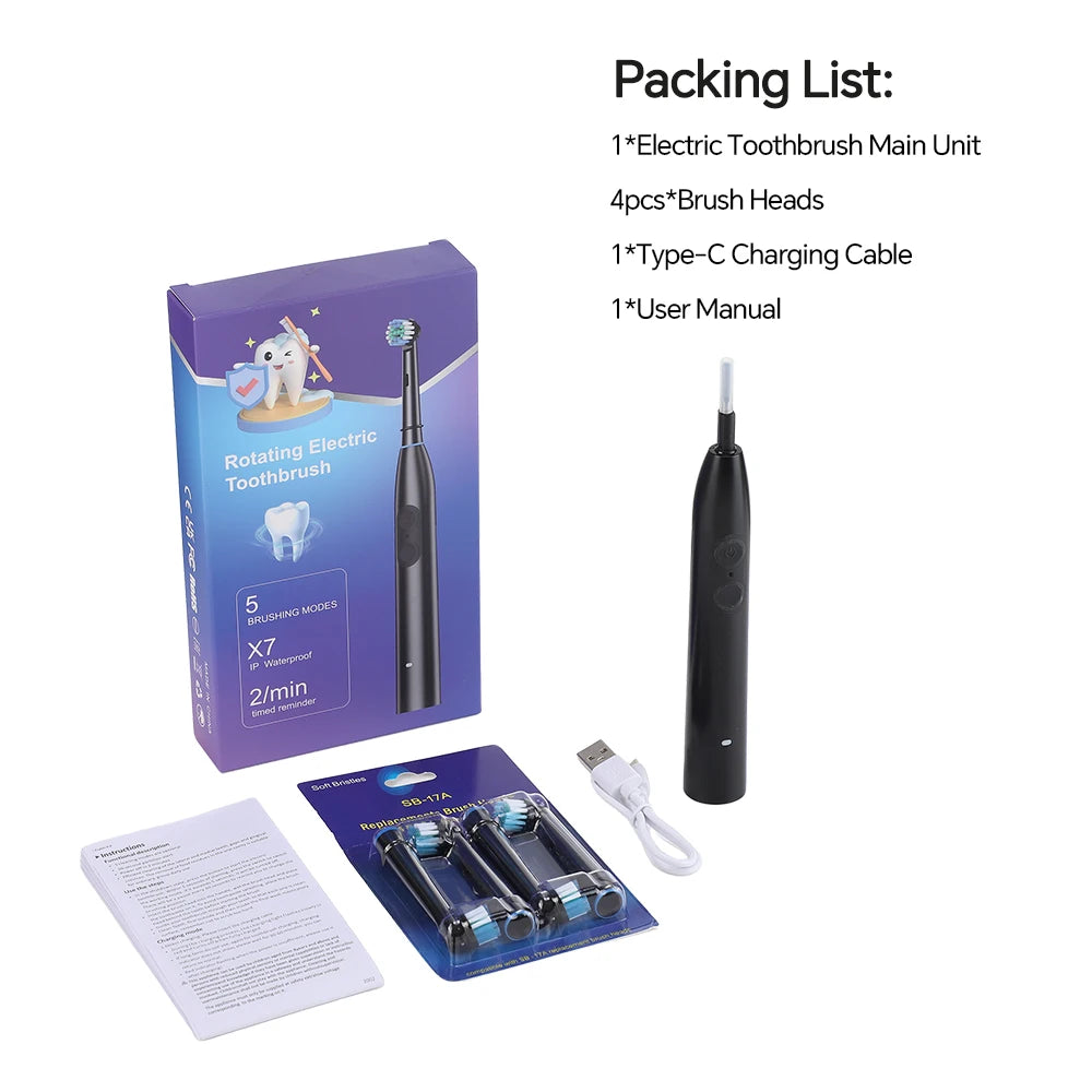 Daily Routine Electric Toothbrush with Rotating Head and Multiple Modes - 16