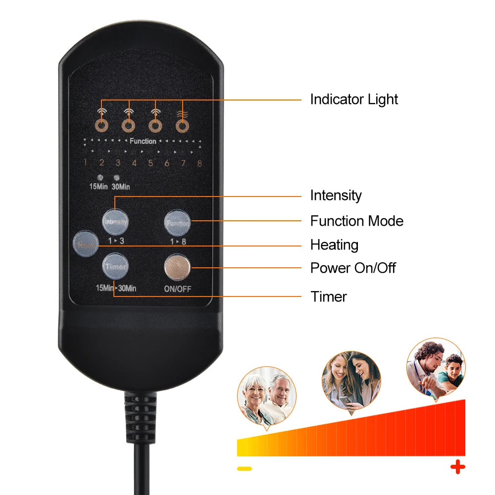 Home and Car Electric Back Massager Chair Cushion with Heat and Vibration