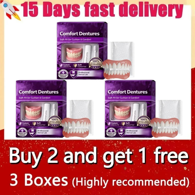 Daily Smile Adult Silicone Dentures Full Set for Instant Comfort