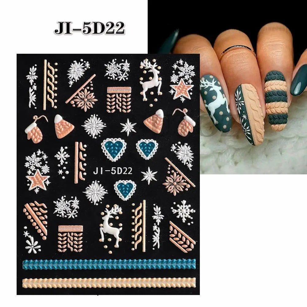 Christmas party nail art decor winter sticker for holiday manicure styling