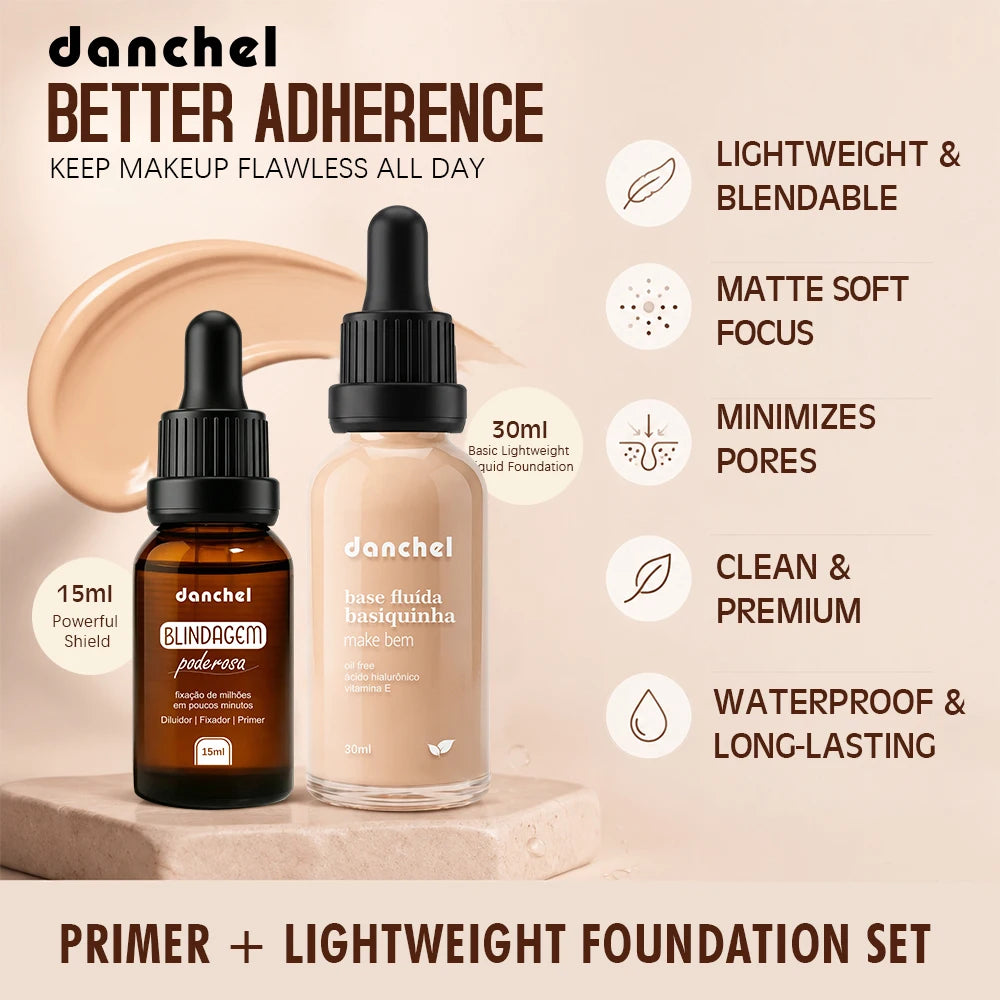 Daily Makeup Face Makeup Set with Primer Serum and Liquid Foundation