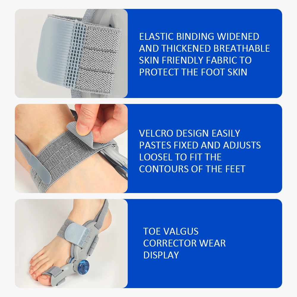 Home bunion adjuster brace with knob dial for comfortable toe alignment
