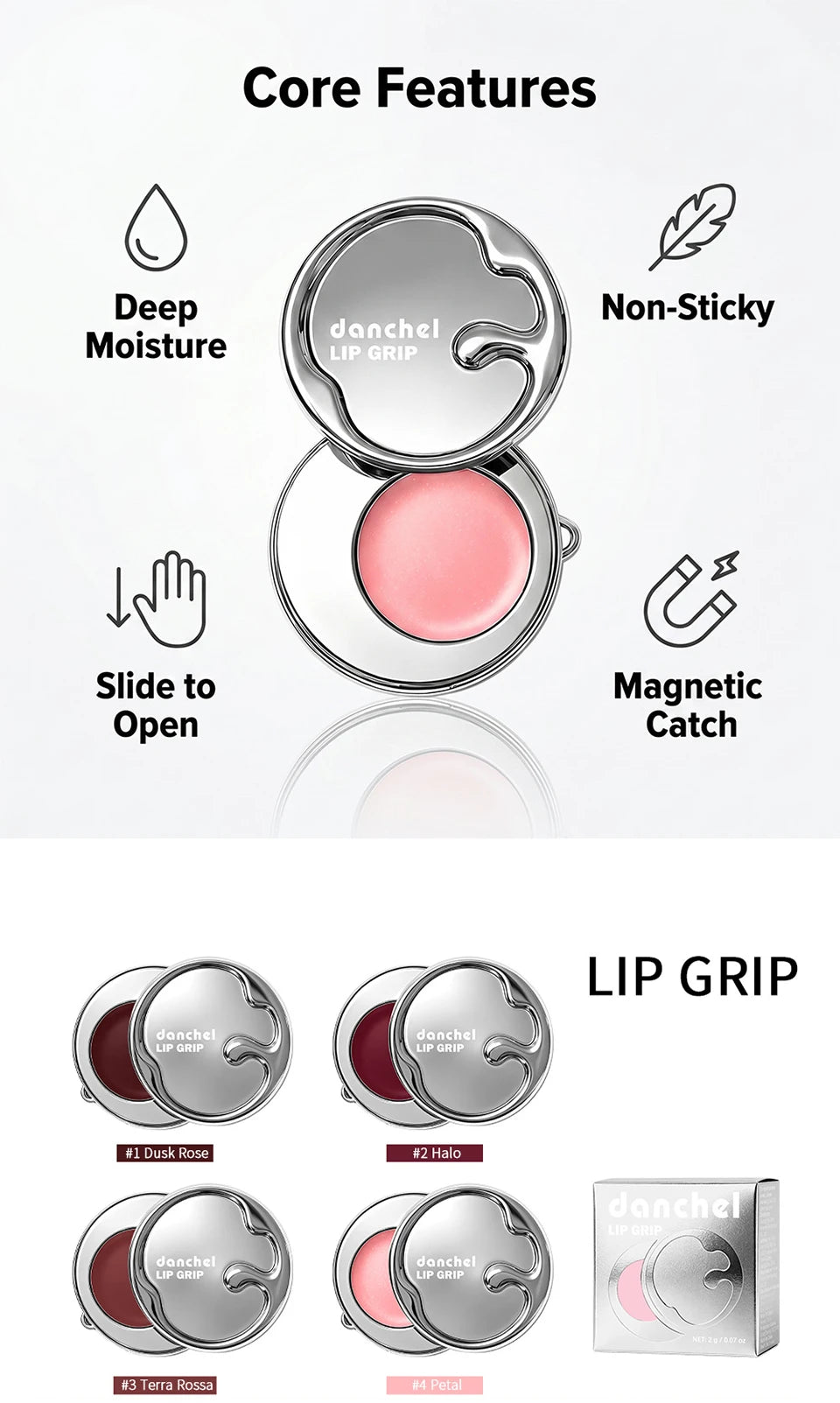 Daily Makeup Lip Grip Cream with Nourishing Formula and Magnetic Case