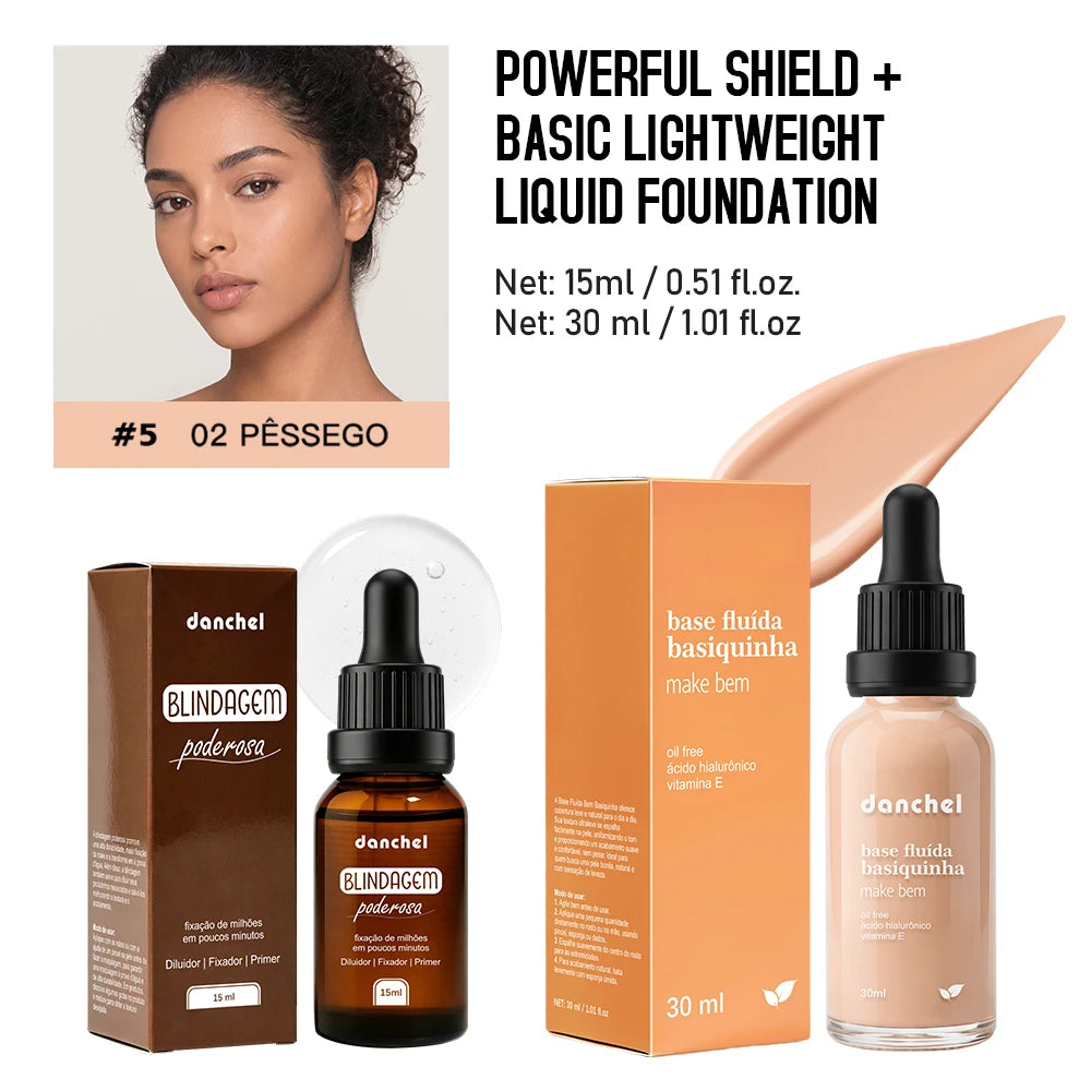 Daily Makeup Face Makeup Set with Primer Serum and Liquid Foundation