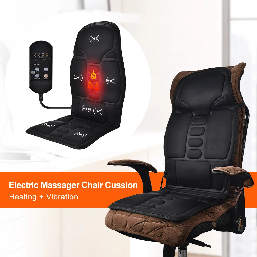 Home and Car Electric Back Massager Chair Cushion with Heat and Vibration - 14