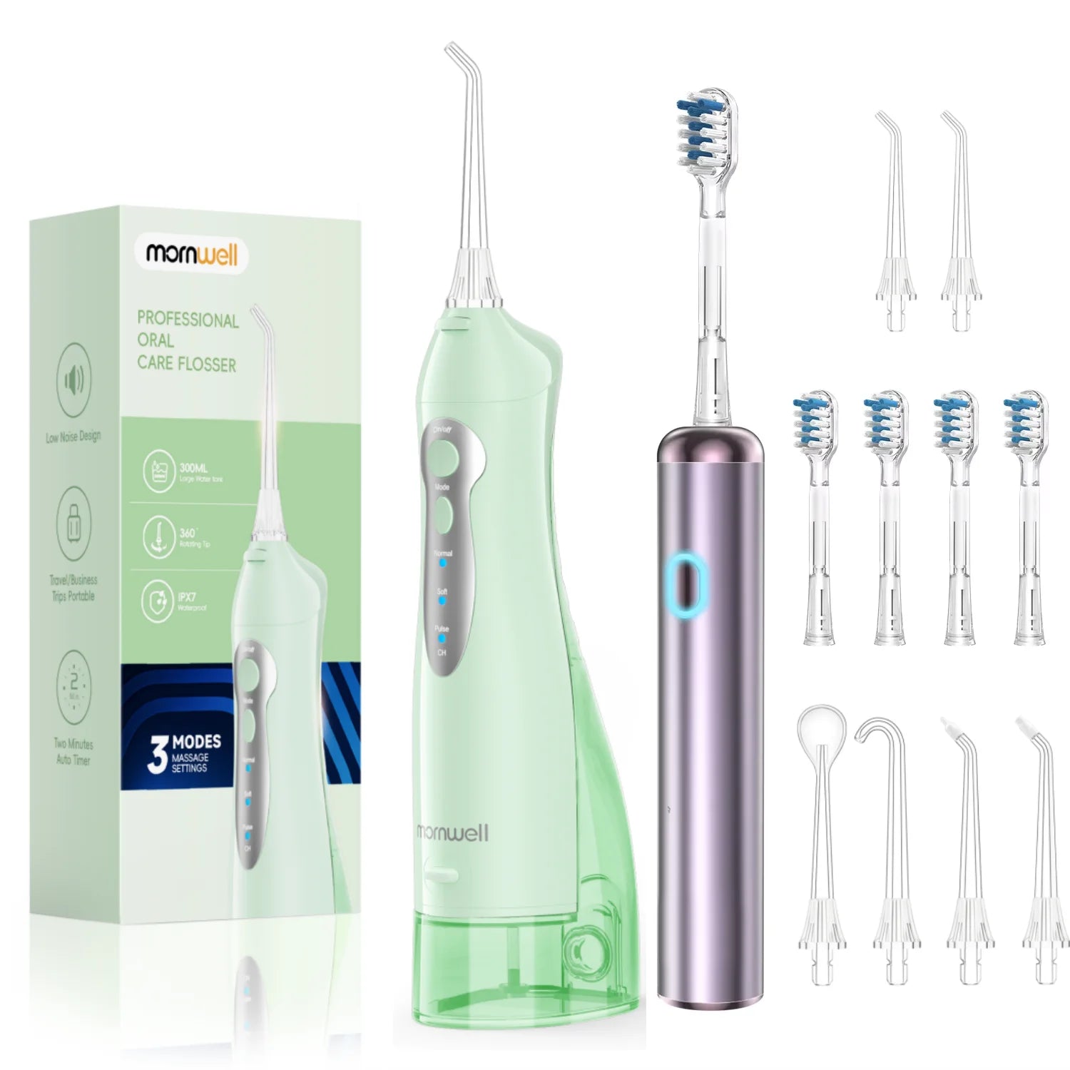 Bathroom Oral Care Portable Water Flosser and Electric Toothbrush Combo - 24