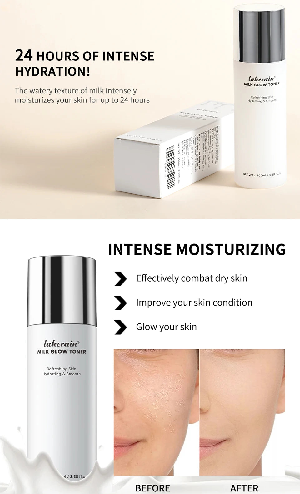 Daily Skin Care Milk Glow Toner for Dry And Tired Skin Hydration - 10