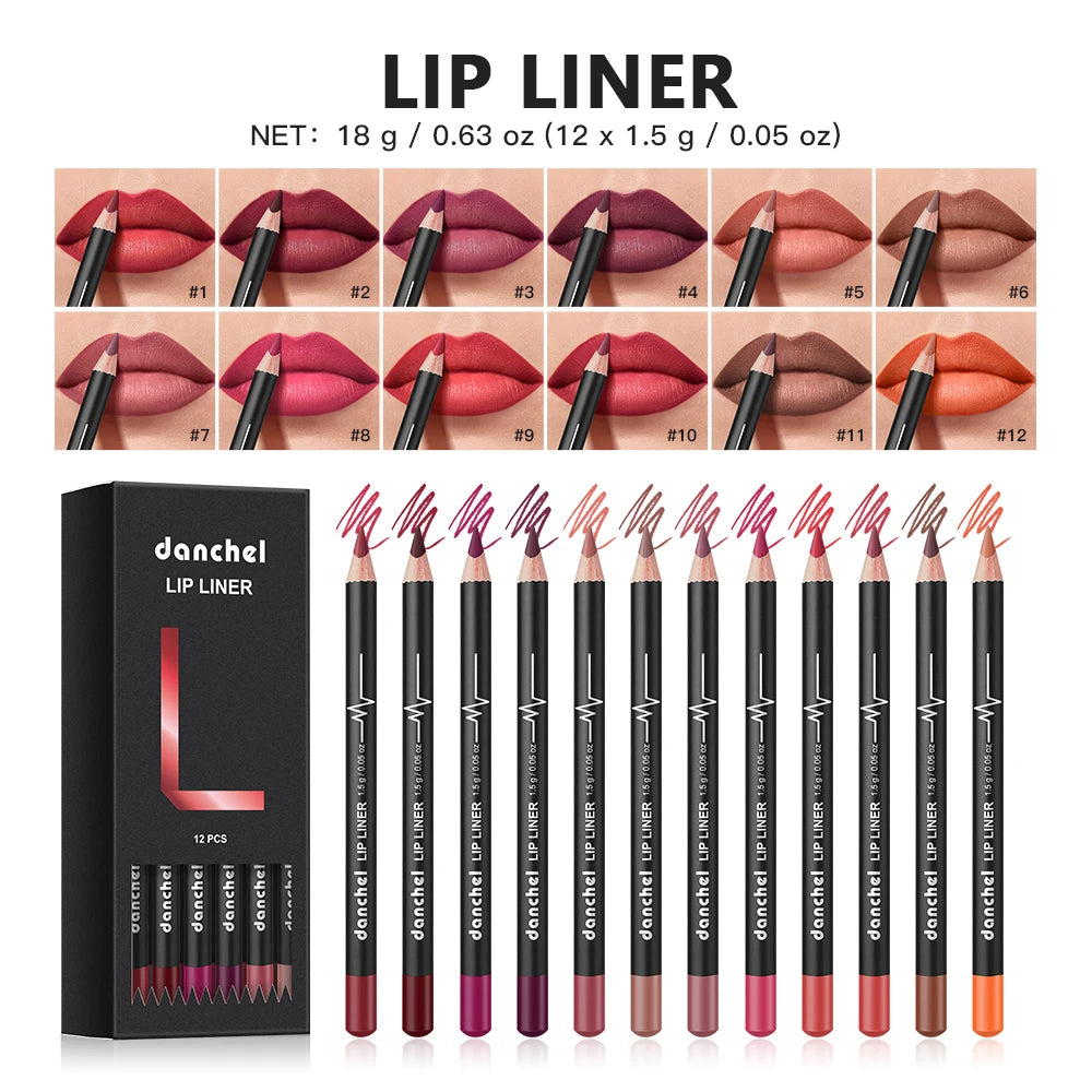 Daily Makeup Lip Liner Pencil Set for Long Lasting Waterproof Definition - 1