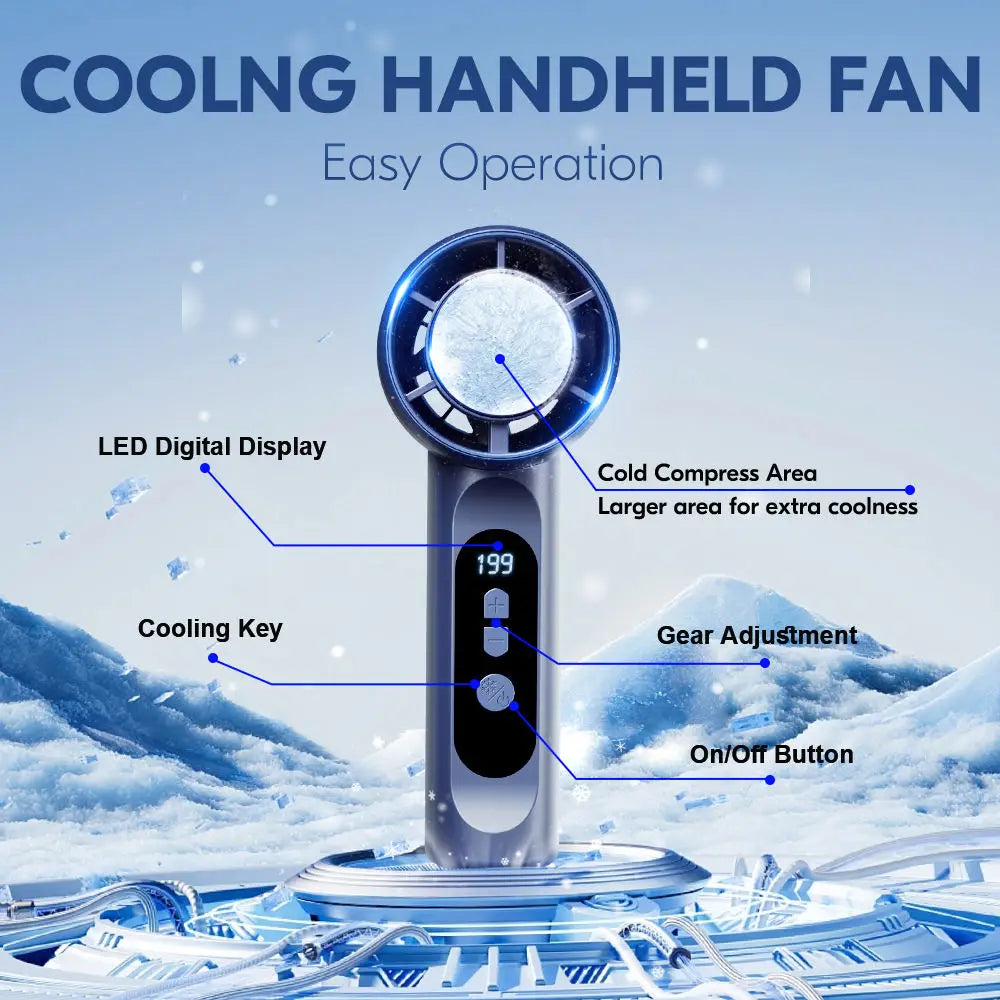 Traveling Outdoor Stay Cool Mini Handheld Ice Cooler Turbo Fan Portable