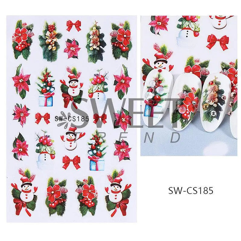 Christmas party nail art decor winter sticker for holiday manicure styling