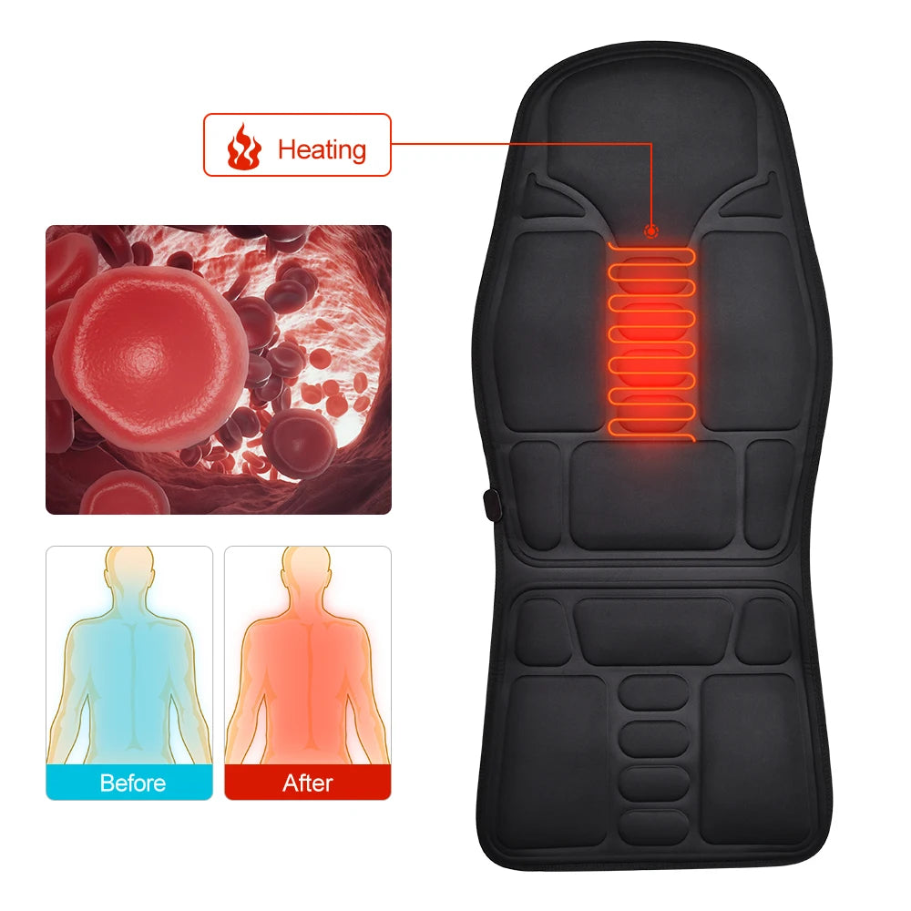 Home and Car Electric Back Massager Chair Cushion with Heat and Vibration - 16