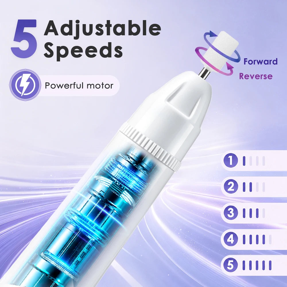 Home salon electric nail drill and UV lamp for gel nails manicure care