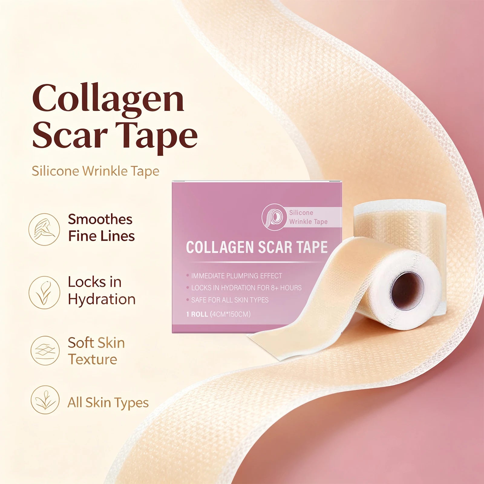 Daily Skin Care Silicone Collagen Scar Tape for Smooth Texture and Hydration - 1