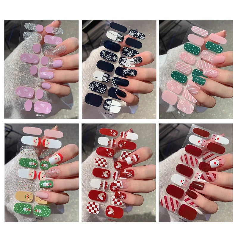 Winter nail art Christmas sticker gel wrap for festive holiday looks - 7
