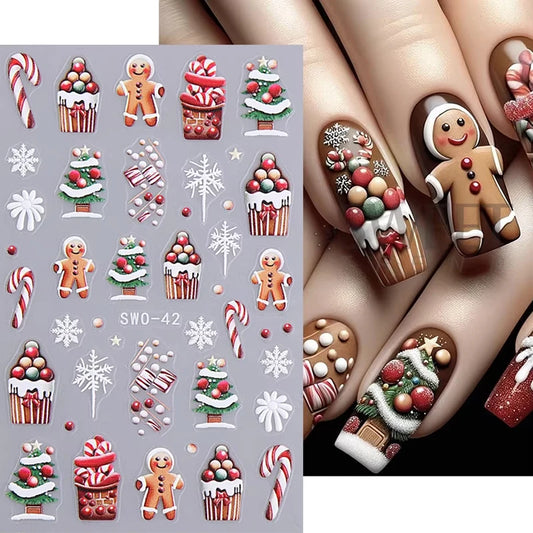 Christmas Cartoon Nail Stickers for Holiday Manicure Art